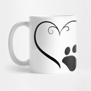 Dog paw prints with heart Mug